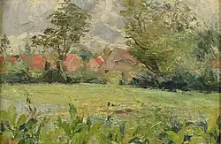 Gezicht op een zonnig dorp