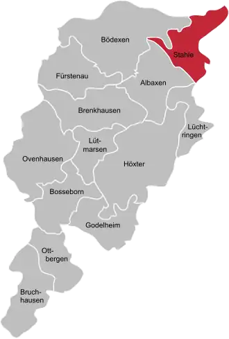 Ligging van Stahle in de gemeente Höxter