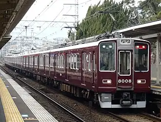 Hankyu Kobe-lijn op de kaart