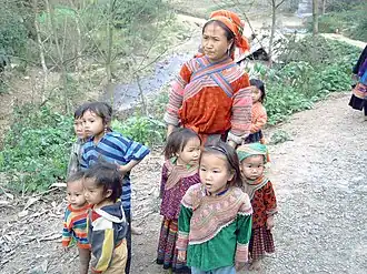 Flower Hmongvrouw met kinderen.