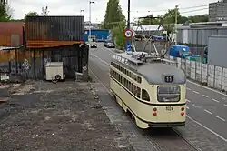 PCC-car HTM 1024 bij de Electrische Museumtramlijn Amsterdam; 9 mei 2009.