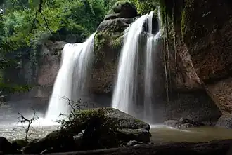 Medium-sized waterfall in a tropical forest