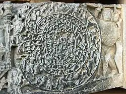 De strijder Abhimanyu gaat de chakra-vyuha binnen (Mahabharata, Hoysala (India)