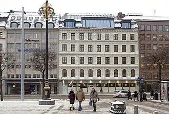 Het oude MEA-huis op Hamngatan 15 in Stockholm.