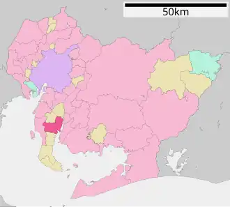 Situering van Handa in de prefectuur  Aichi