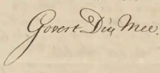 Handtekening van Govert du Mee