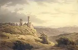 Berglandschap met ruïne