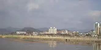 Het centrum van Hapcheon en de rivier Hwang