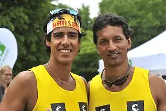 Marques (links) met Benjamin Insfran bij de Smart Beach Tour in Münster (2013)