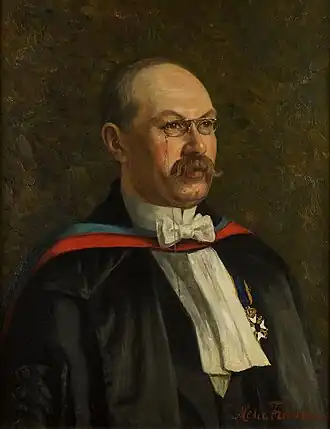 Portret van Hartog Jacob Hamburger door Meta Cohen Gosschalk. Deze hoogleraar was getrouwd met een zus van Meta Het portret was bedoeld voor de professorenkamer van de Rijksuniversiteit te Groningen