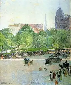 Union Square, 1892, zelfde gezichtshoek, met dezelfde gebouwen