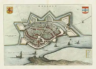 Hasselt op een kaart van Blaeu (1649)