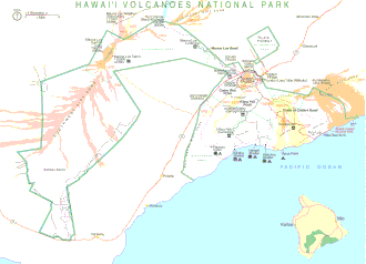 Plattegrond van Hawaii Volcanoes National Park
