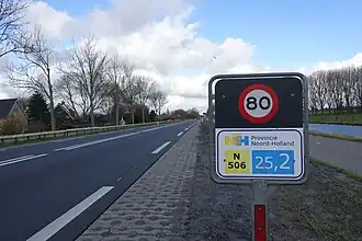 Hectometerpaal 25,2 nabij de grens met Hoorn