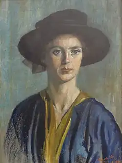 Pastelportret van Jo Simons-van Hamersveld (1913), particulier bezit.