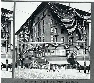 Hennessy's warenhuis in Butte, Montana, circa 1908