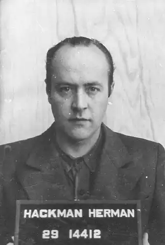 Hermann Hackmann in Amerikaanse gevangenschap.