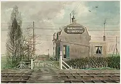 Herman Misset met de spoorwegovergang (circa 1902)