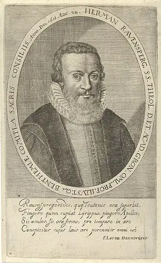 gravure van Steven van Lamsweerde uit 1654 van het in 1618 geschilderde portret van Ravensperger