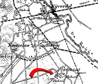 Heksel (ten zuiden van Nijverdal) uit: Gemeente Atlas van Nederland, J. Kuyper 1865-1870