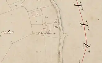 De hofstede Eliwerve op de kadastrale kaart van 1811-1832