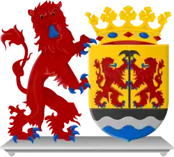 Het wapen van het waterschap Hollands Kroon (schildhouder en op het wapen zelf)