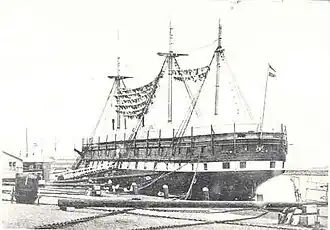 Hr.Ms. Neptunus als wachtschip in 1905.