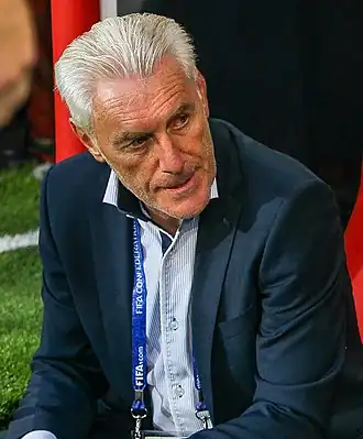 Broos in juni 2017, als bondscoach van Kameroen.