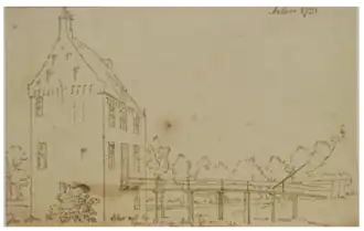 Het Huis Arler op een tekening uit 1731