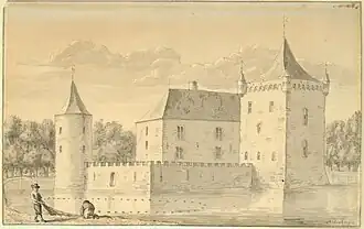 Fantasieafbeelding van Huis de Made (Abraham de Haen, 1726)