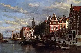 Amsterdamse gracht door Johannes Frederik Hulk, geschilderd rond 1880