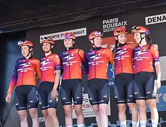 Het team aan de start van Parijs-Roubaix 2025.