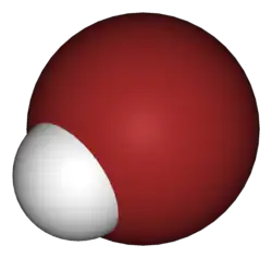 Molecuulmodel van waterstofbromide
