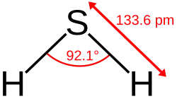 Structuurformule van waterstofsulfide