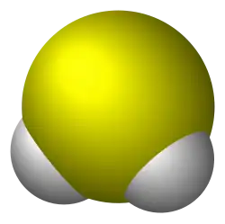 Molecuulmodel van waterstofsulfide
