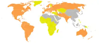 alt=■&nbsp;Landen met een meerderheid van sprekers van IE-talen
■&nbsp;Landen waar een IE-taal officiële status heeft