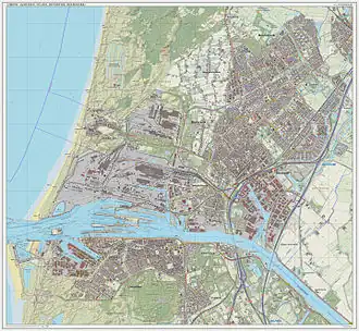 Topografisch kaartbeeld van een groot deel van de IJmond (maart 2014)