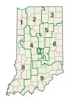 Congresdistricten in Indiana sinds 2003