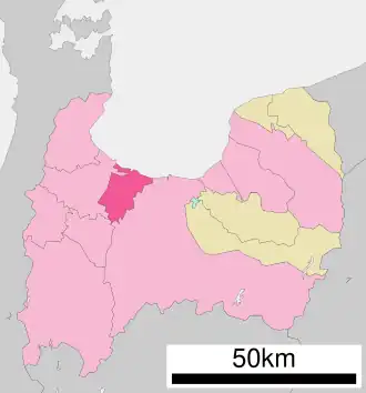 Situering van Imizu in de prefectuur Toyama