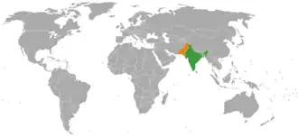 India (groen) en Pakistan (oranje).