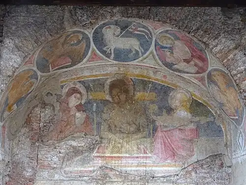 Middeleeuws fresco van de San Biagio a Mercatello.