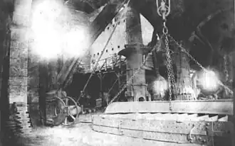 Binnenaanzicht van de Varigney-fabriek (Dampierre-lès-Conflans), de ijzerindustrie werd ontwikkeld tot het midden van de 20e eeuw