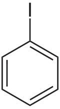 Structuurformule van joodbenzeen