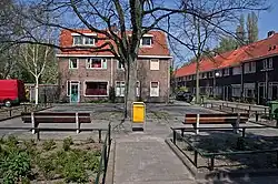 Adolf van Cortenbachstraat, de in 1945 geplante bevrijdingslinde is tijdens een storm omgewaaid en daarna is een jonge linde geplant.