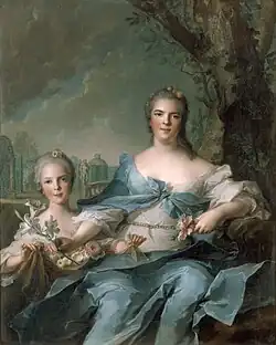 Portret Isabella van Parma en haar moeder, Louise Eisabeth van Frankrijk door Jean-Marc Nattier.