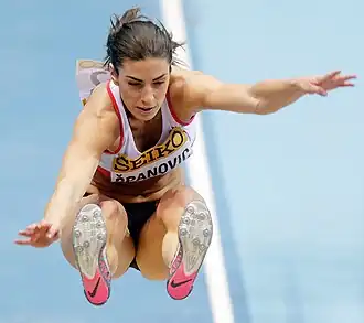 Ivana Španović in actie tijdens de WK indoor in 2014.
