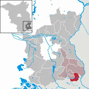 Kaart van Jämlitz-Klein Düben  Jemjelica-Źěwink