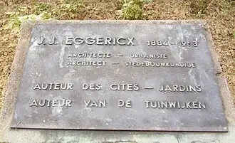 Gedenkplaat voor architect Jean-Jules Eggericx.