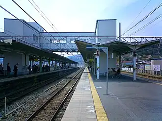 De perrons van het JR-station.