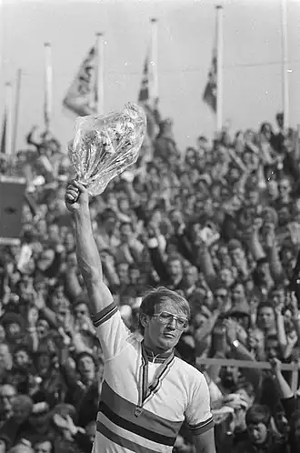 Huldiging Jan Raas op de Cauberg (WK 1979)